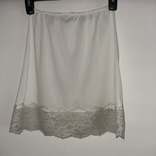Vintage 16  Mini Slip White Nylon Lingerie 4  Lace Hem