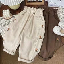 Pants Spring and Autumn Hot Sale Girls' Casual Pants Flower Embroidery Fashion