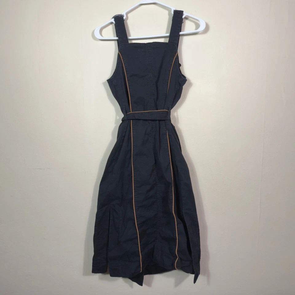 Vestido Maeve Anthropologie para mujer talla 4 negro tostado ribete sin mangas botón cinturón Foto 3 de 4