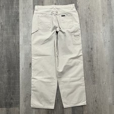 VTG Riveted By Lee Women  s Cotton Beige 90s Baggy Carpenter Work Wear Pants 12 S