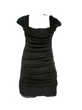 Princess Polly Dress Womens  Black Mesh Penney Ruched Mini Bodycon Size 0