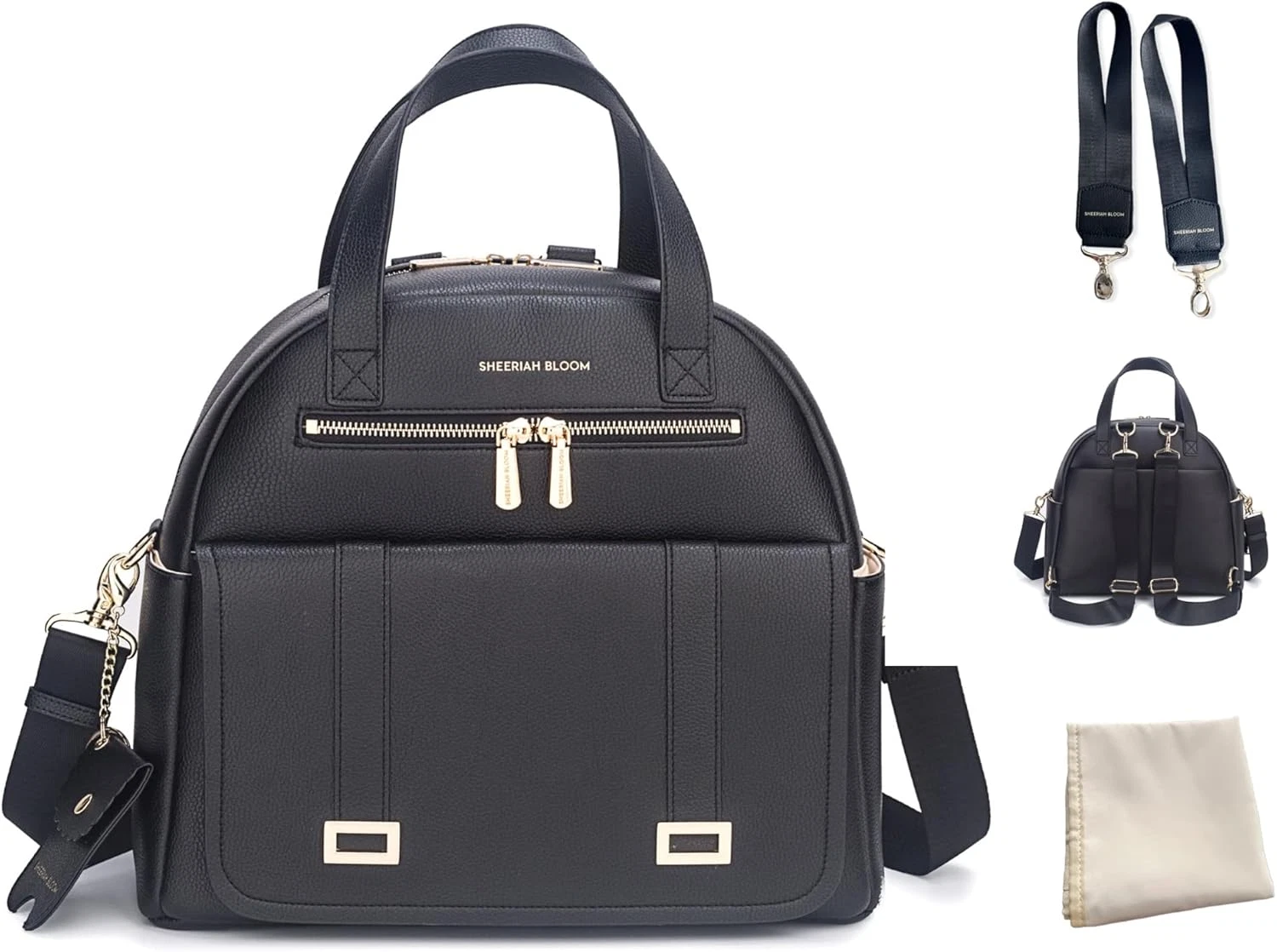 Stylish Leather Diaper Bag Backpack with Changing Pad & Stroller Hooks