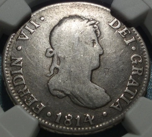 1814 PERU Certified & Graded NGC VG Silver ROYALIST "2 Reales" FERDINAND VII