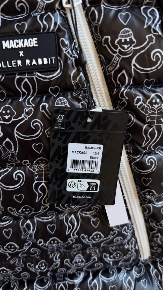 Mackage x Roller Rabbit Kids Baby Down Snowsuit 12M Black $375 NEW Puffer - Image 3 of 4