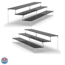 2 Packs 15 3/4 inch Acrylic Riser Display Stand Shelf Clear 3 Tier Display Sh...