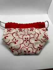 Japanese bag red and white floral pattern mini pouch