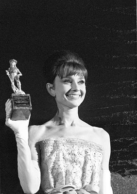 Audrey Hepburn getting the David di Donatello Award Taormina 25th- Old Photo