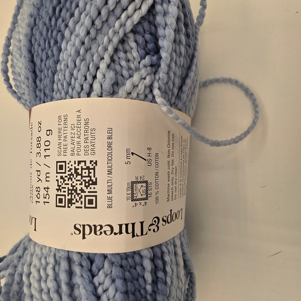 Threaded Loop For All Thread Loops & Threads Twist Love Cotton Yarn Blue Multi 6 Skeins 1008 Yards ...