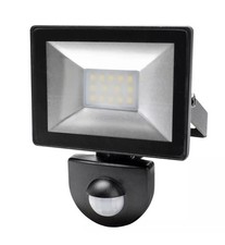 800lm Floodlight With PIR - 10W Cool White Led Integrated In Black IP44 