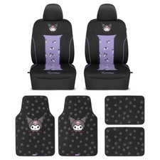 Carbella Hello Kitty Kuromi Car Seat Covers - Cute Black And Purple Front Seat Carbella Hello Kitty Kuromi Car Seat Covers - Cute Black And Purple Front Seat