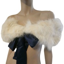 GORGEOUS Vintage PLUSH WHITE Blue FOX FUR WIDE COLLAR  Capelet GREAT Fluffy