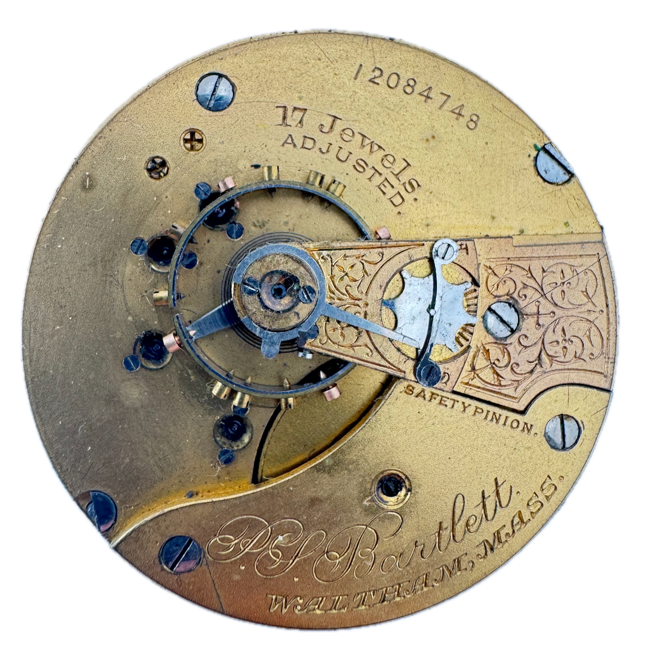 Antique 1902 Waltham 17j Canadian Dial Pocket Watch Movement P.S. Bartlett 18s