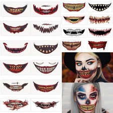 Scary Big Mouth Realistic Halloween Temporary Face Tattoo