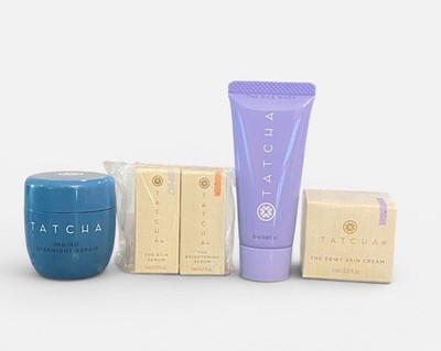 Tatcha 5 Piece TRAVEL & SAMPLE-SIZE Set Cleanser, x2 Serums Day/Night Cream NWOB