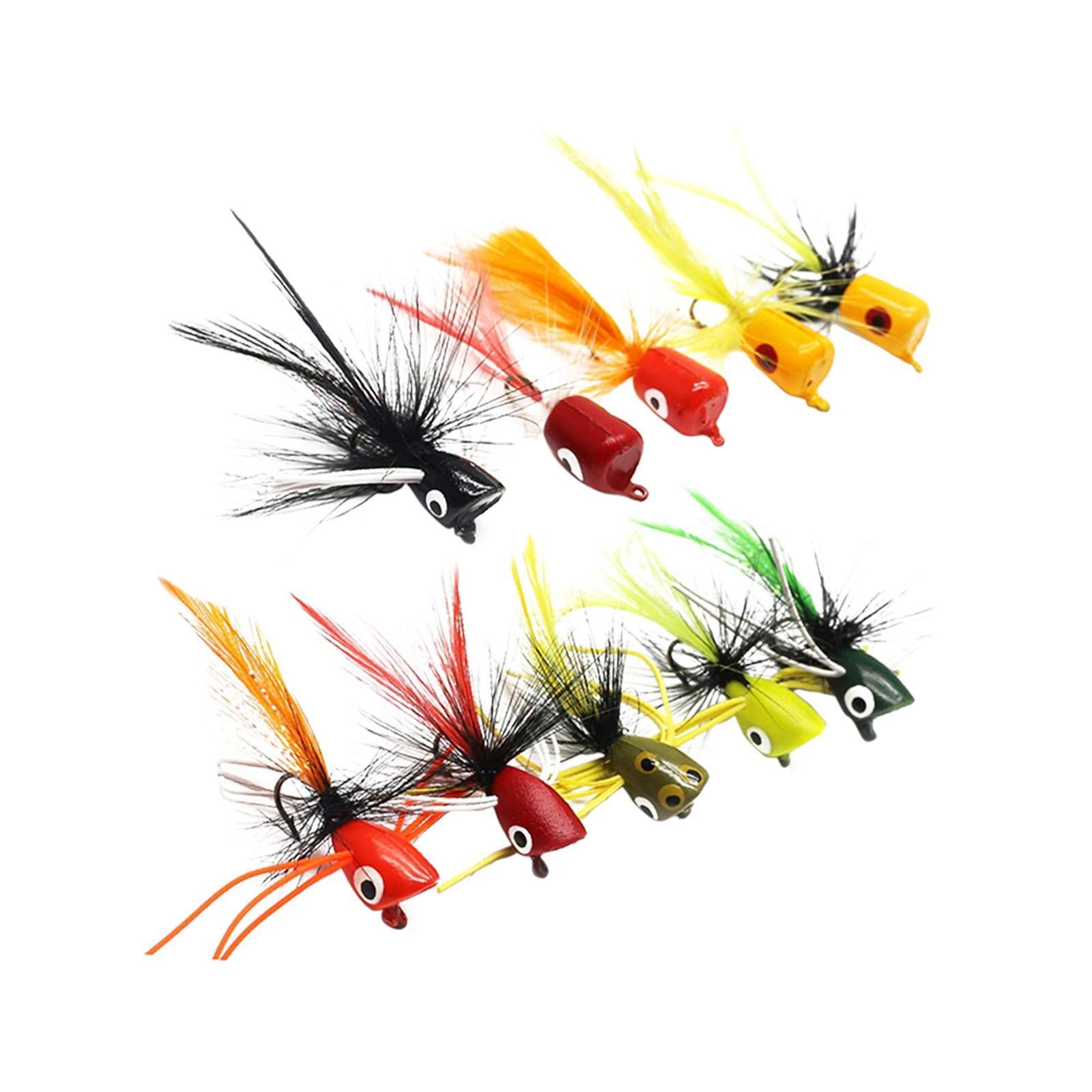 10 Pieces Fly Fishing Popper Lure Kit Topwater Lures Streamer Metal Popper Fly - Image 4