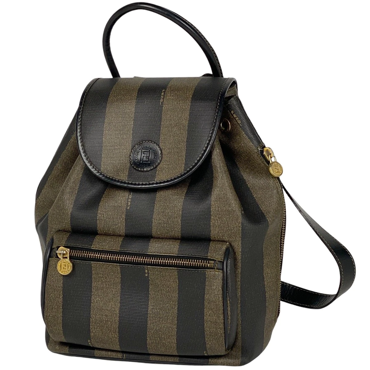 FENDI Zaino Modello Pecan Zaino Borsa da Giorno Zaino Rivestito Tela Marrone B...