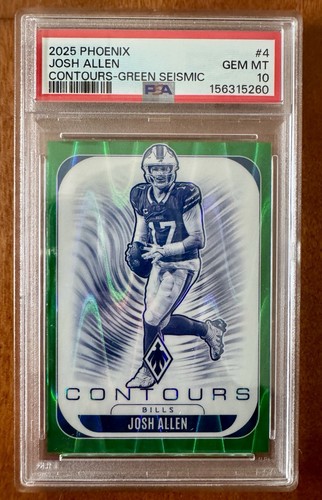 JOSH ALLEN - 2025 Phoenix - CONTOURS GREEN SEISMIC /25 #4 PSA 10 BILLS MVP