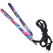 Eva NYC Ceramic Flat Iron 1.25” Floral Pastel Pink Purple Hair Straightener