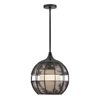 Pendelleuchte AußEn Kugelschirm Schwarz Weiß IP44 Ø 35.9 Cm Alu Nylon Glas Lampe