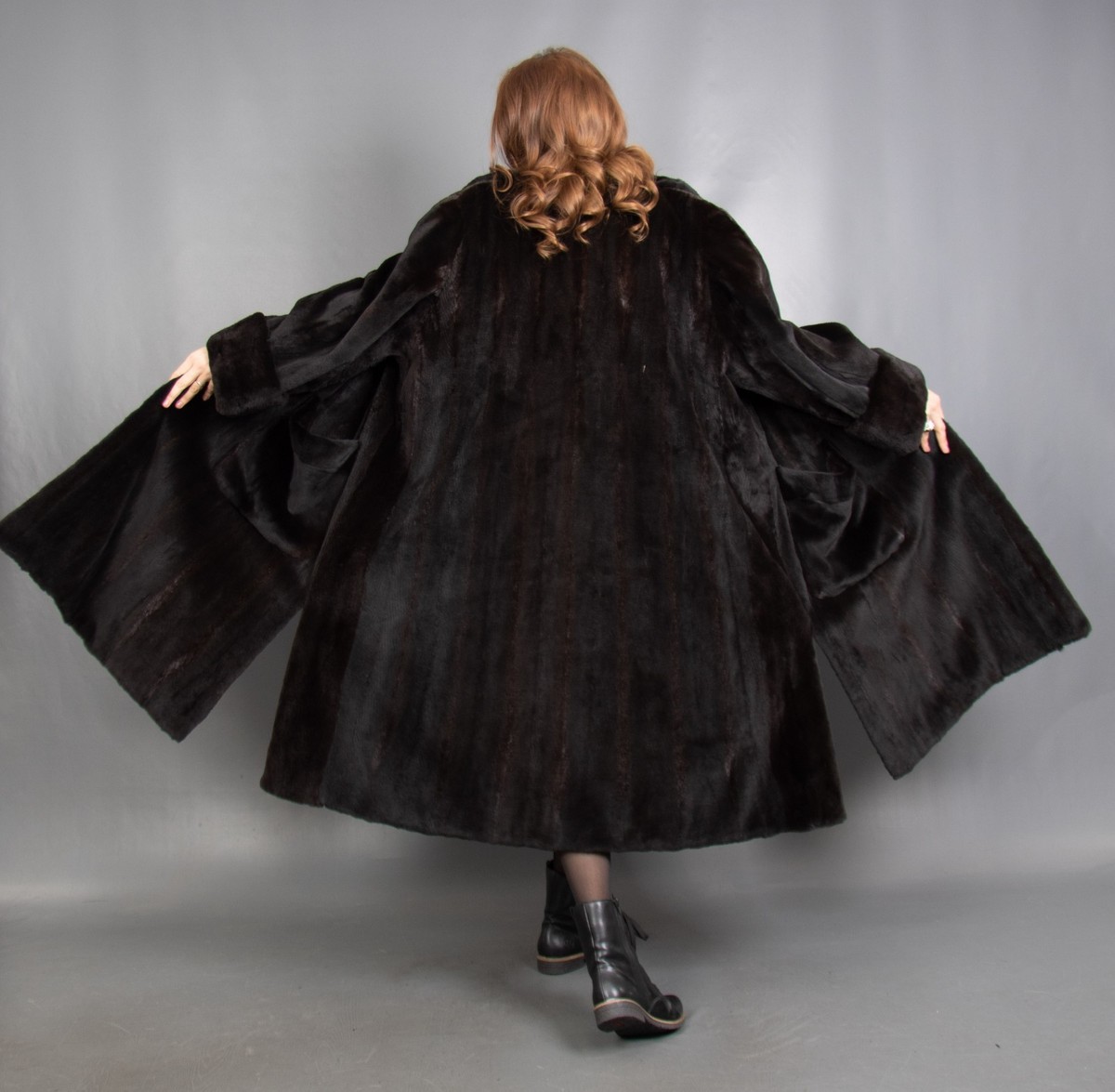 17191 GLAMOROUS BLACKGLAMA SHEARED MINK COAT FUR VERY LONG