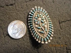 Vintage V. S. Johnson Zuni Native American Petit Point Silver & Turquoise Ring 7