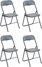 Set 4 Sedie Pieghevoli GREMIUM – Grigio Antracite Imbottite e Salvaspazio