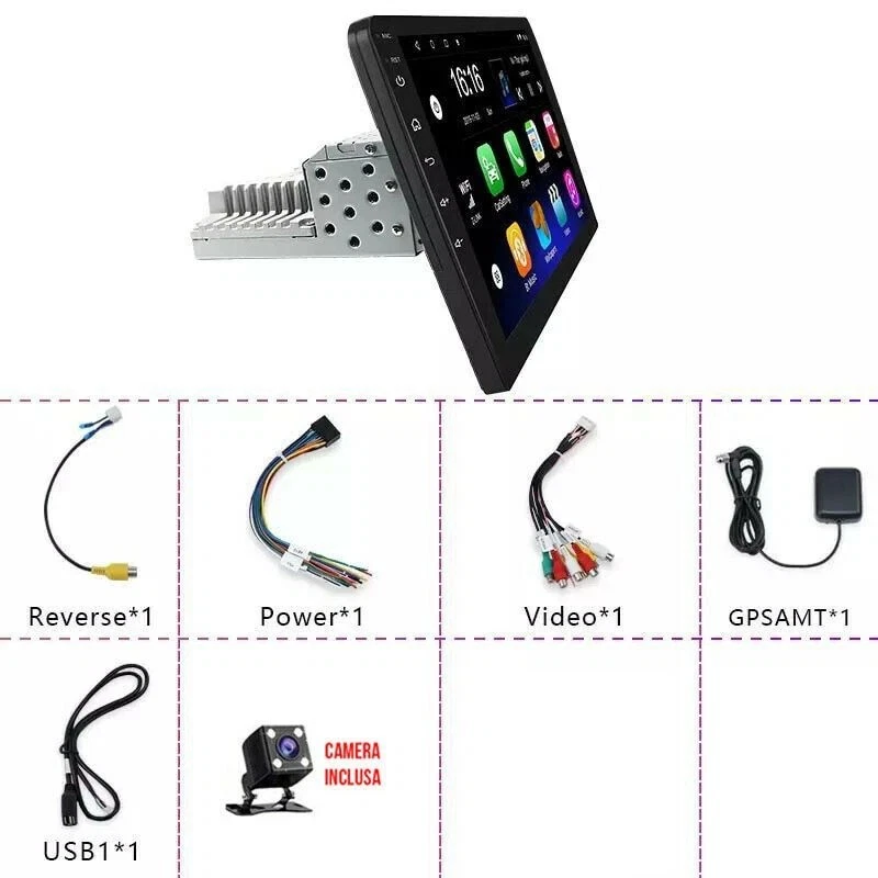 AUTORADIO ANDROID 9" POLLICI STEREO AUTO 1 DIN UNIVERSALE WIFI SCHERMO TABLET - Immagine 4 di 4