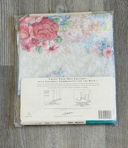 Vintage 90s Collage Vinyl Shower Curtain Katrina Rose 70"x72” NOS USA Lace