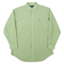 Polo Ralph Lauren 90s Button Down Shirt Gingham Light Green Vintage Men