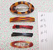 Lot Of 5 Vintage French Faux Tortoise Shell Hair Clips Barrettes
