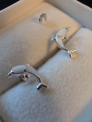 Sterling 925 Handarbeit gegossen handemailliert Delfin Strand Ohrstecker Custom Design