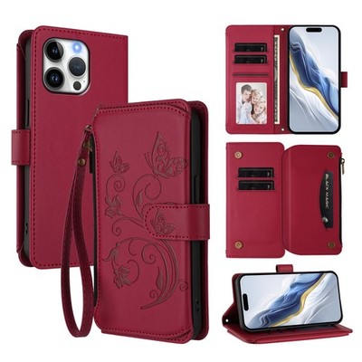 For Xiaomi OPPO Sony Zipper Leather Card Wallet Bag Case Flip Stand Phone Cover