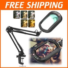 Real Glass Magnifier with Stand, Adjustable Brightness