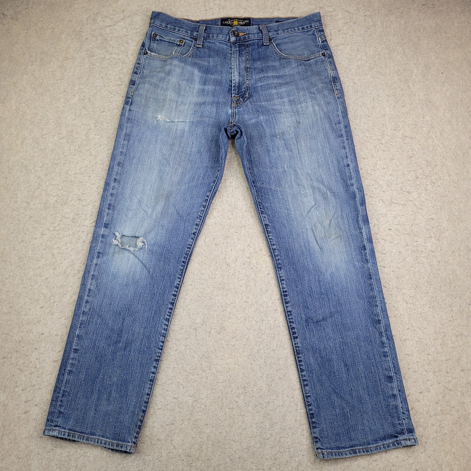 Mens 33x30 Blue Distressed Grunge Skater