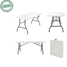 COSCO Deluxe 6 ft. Fold-in-Half Indoor & Outdoor Blow Molded Folding Table-White