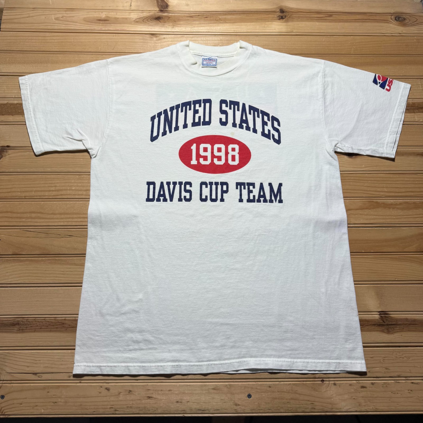 Vintage 1998 USA Tennis United States Davis Cup Team Sports Graphic T-Shirt - XL