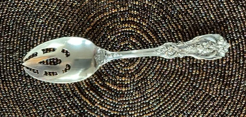 Reed & Barton Francis I Sterling 8” Pierced Serving Spoon W/3 Tines Old Mark
