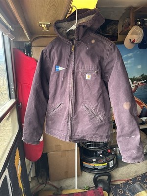 Carhartt Women's WJ141 DWN Sierra Sherpa-Lined Sandstone Duck Jacket Deep Wine M