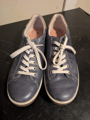 Ecco Blue Leather Shoes Size 39 Arch Support Casual Lace Up Sneakers