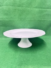 The Home Store White Ceramic Scalloped Cake Stand Pedestal Platter Display