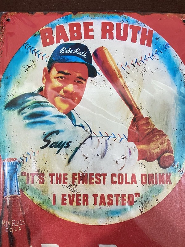 Babe Ruth Red Rock Cola Metal Tin Sign 8x12 Retro Vintage Reproduction