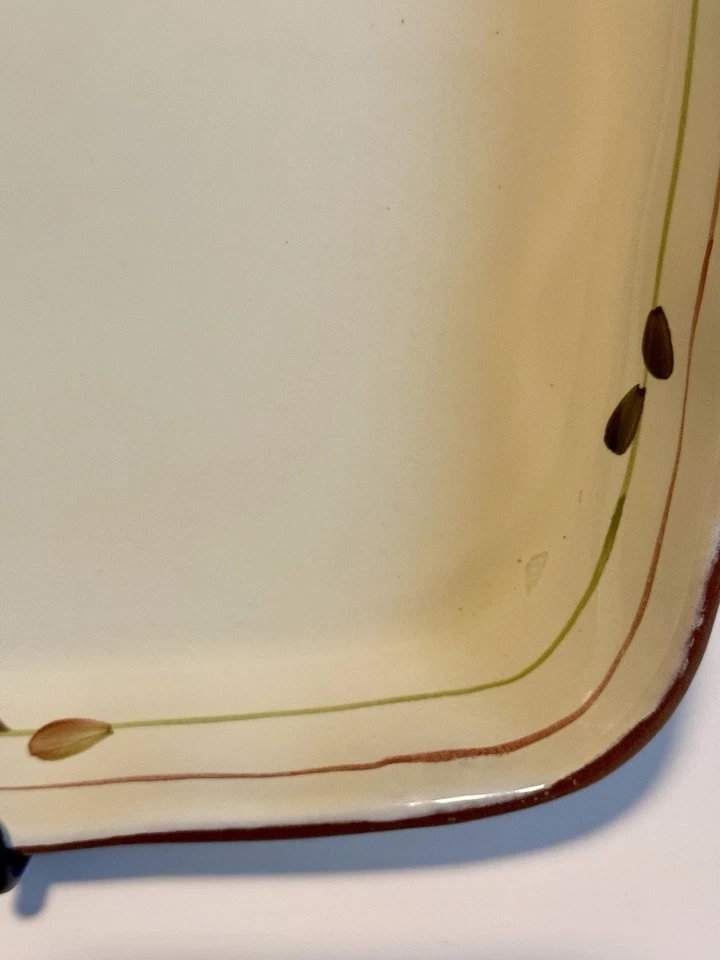 CRATE & BARREL 12.5” Square Ceramic Tray – Botanical Motif – Rustic Decor - Image 2 of 4