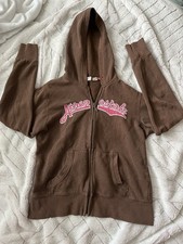 A ropostale Women s Brown Full Zip Hooded Hoodie w/ Pockets Pink Logo S