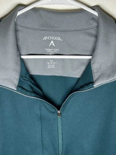 Antigua Desert Dry XL Quarter Zip Golf Pullover Teal Polyester Lightweight Y2K image 2