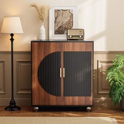Accent Sideboard Fluted Buffet Cabinet Storage Cabinet Credenza Console Table