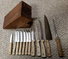 Old Homestead Knife SET Lifetime Cutlery Japan Wood Handle Full Set of 12