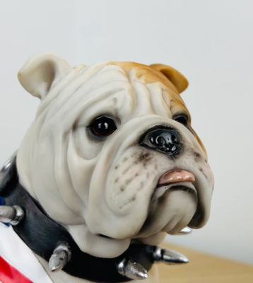 British Bulldog Ornament Statue Sitting Dog Figurine Vintage UK