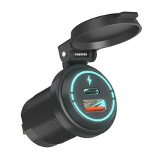 Car Cigarette Lighter Socket Dual Ports Usb Type-c Quick Charging Power Outlet