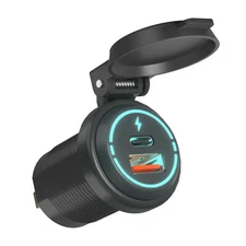 Car Cigarette Lighter Socket Dual Ports USB Type-C Quick Charging Power Outlet