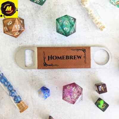 Homebrew - D&D Inspired Vegan Leather Bottle Opener  - #DND-BOTTLE-02 - Gifts...